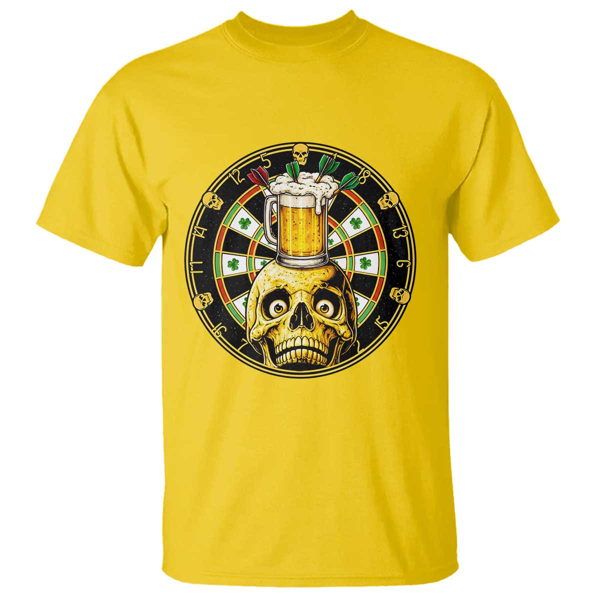 Funny St Patricks Day Skull T Shirt Darts Player Gift