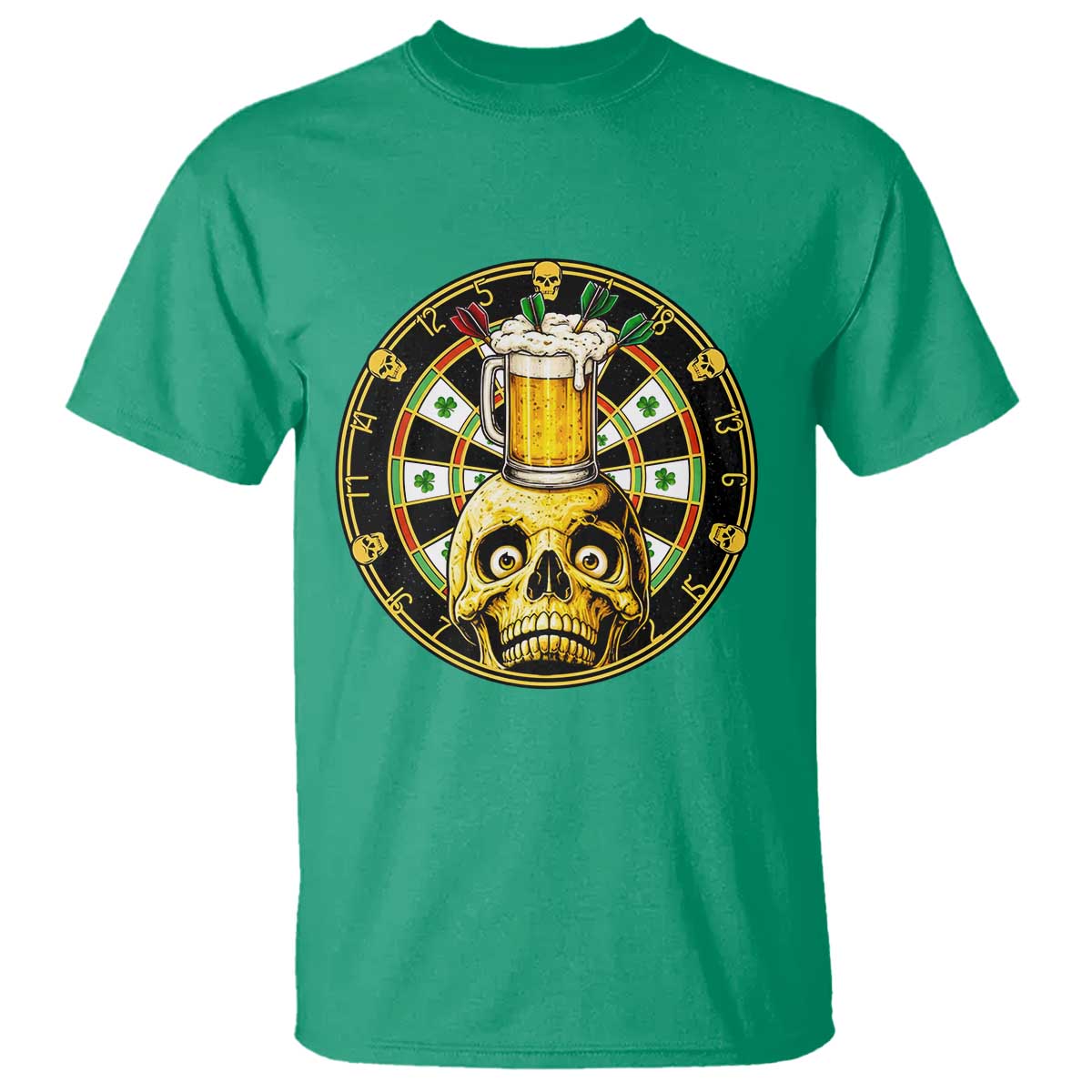 Funny St Patricks Day Skull T Shirt Darts Player Gift