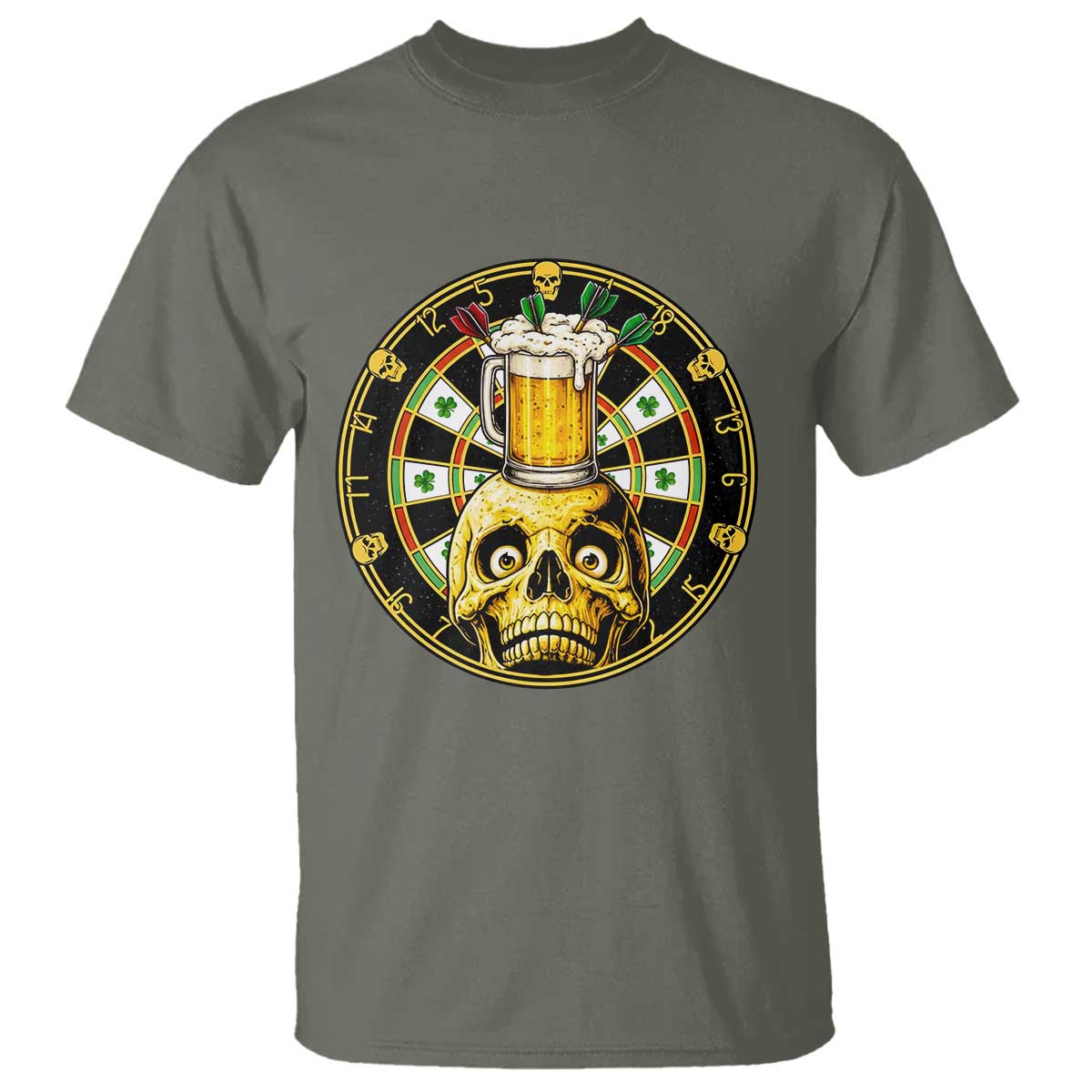 Funny St Patricks Day Skull T Shirt Darts Player Gift