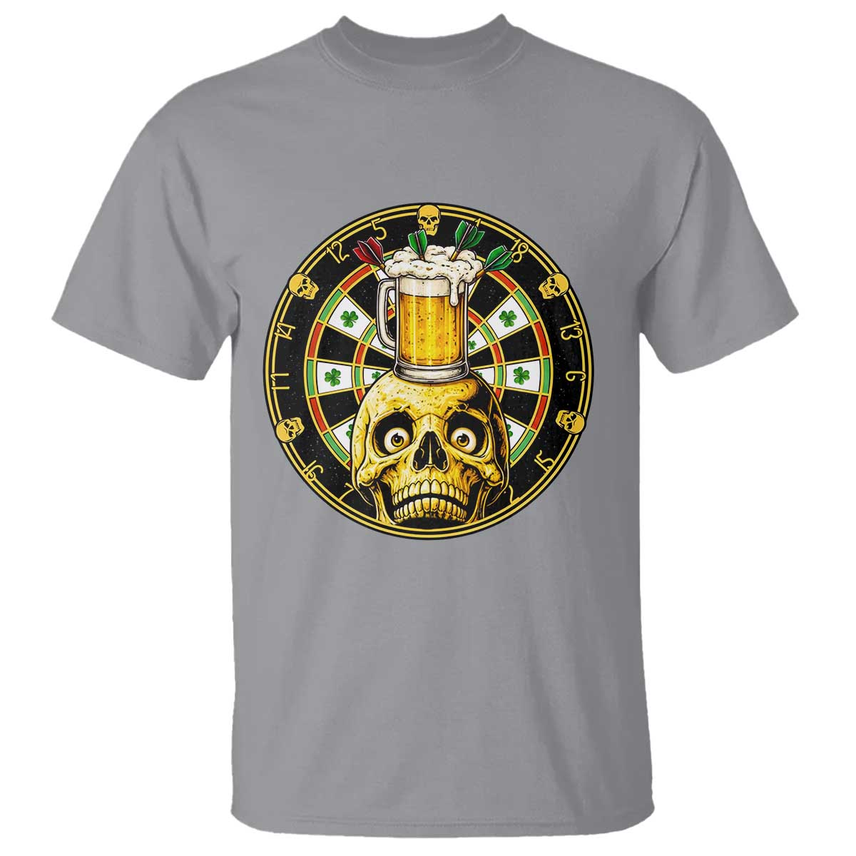Funny St Patricks Day Skull T Shirt Darts Player Gift