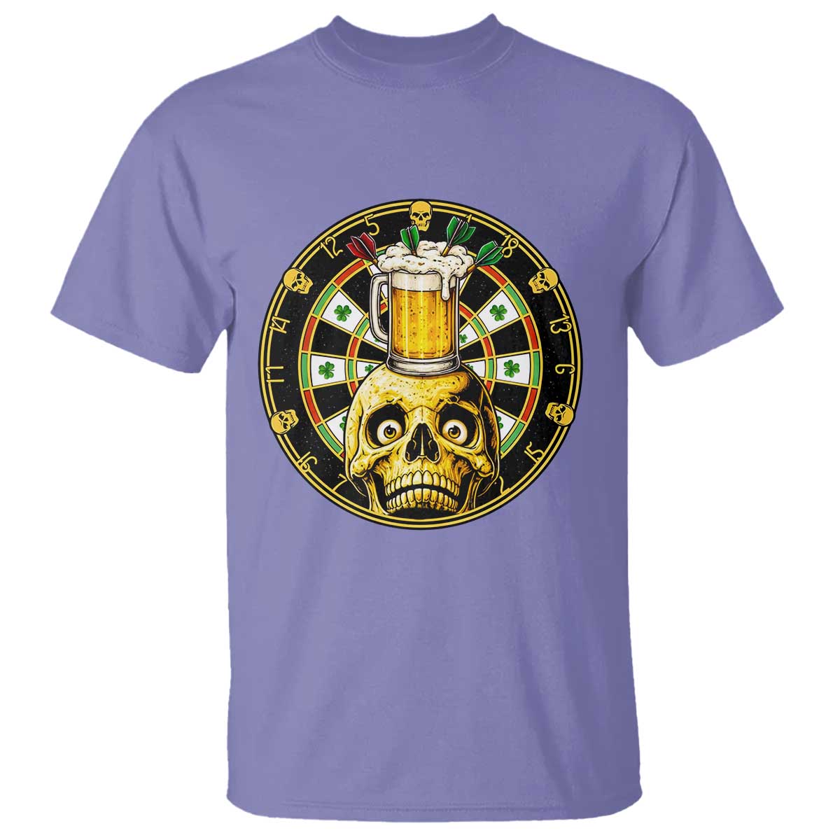 Funny St Patricks Day Skull T Shirt Darts Player Gift