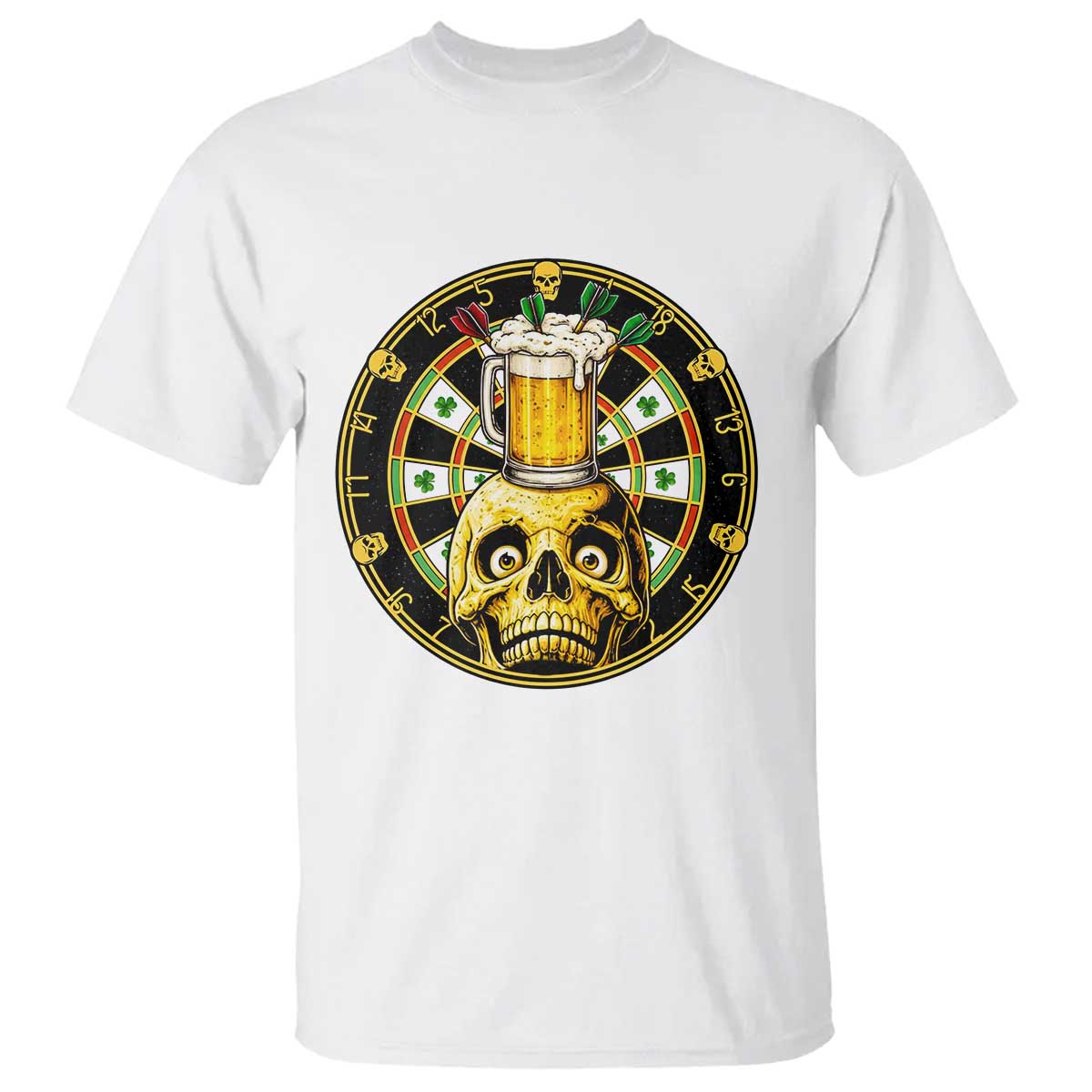 Funny St Patricks Day Skull T Shirt Darts Player Gift
