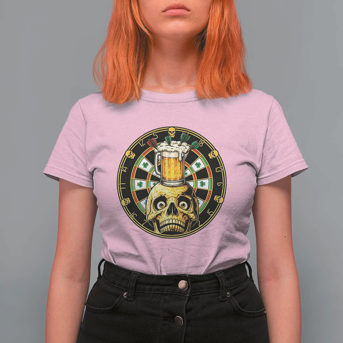 Funny St Patricks Day Skull T Shirt For Women Darts Player Gift