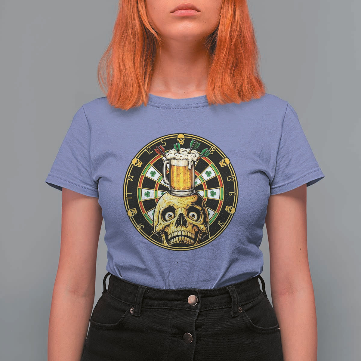 Funny St Patricks Day Skull T Shirt For Women Darts Player Gift