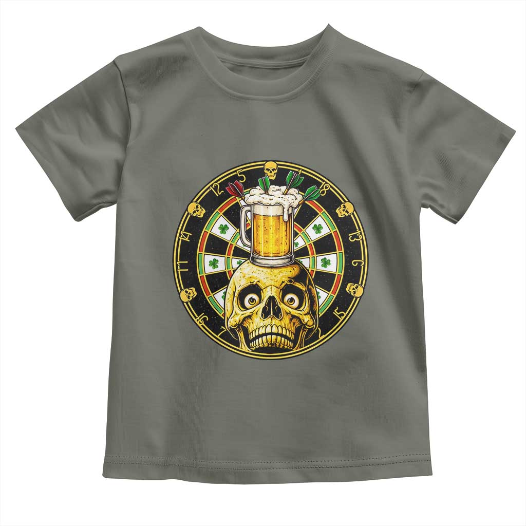 Funny St Patricks Day Skull Toddler T Shirt Darts Player Gift