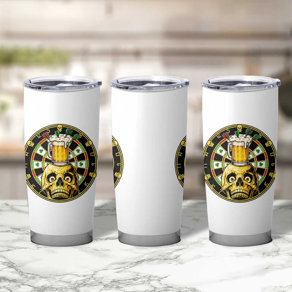 Funny St Patricks Day Skull Tumbler Cup Darts Player Gift