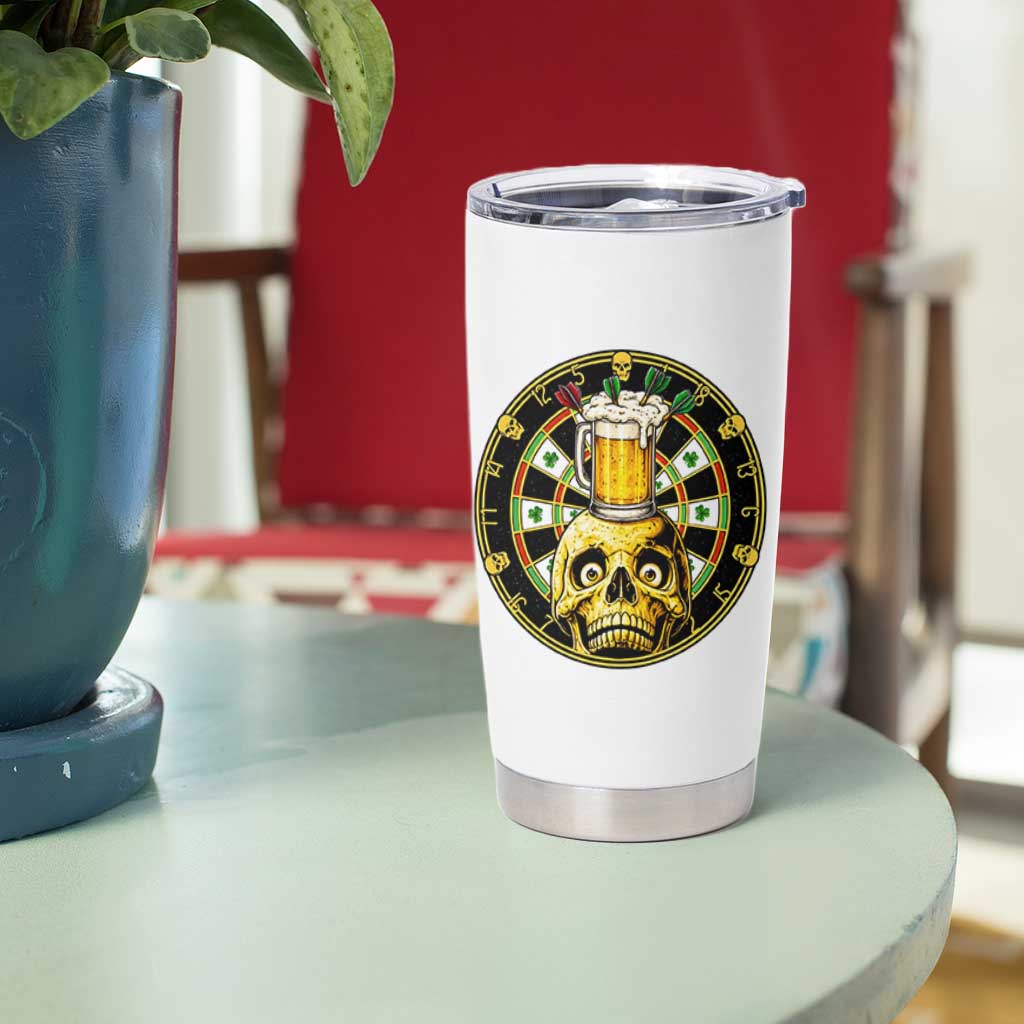 Funny St Patricks Day Skull Tumbler Cup Darts Player Gift