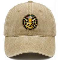 Funny St Patricks Day Skull Washed Cotton Baseball Cap Darts Player Gift