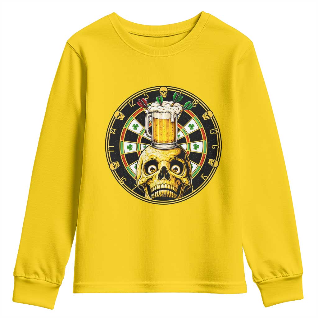 Funny St Patricks Day Skull Youth Sweatshirt Darts Player Gift