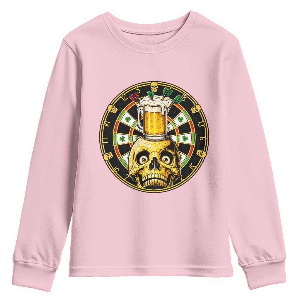 Funny St Patricks Day Skull Youth Sweatshirt Darts Player Gift