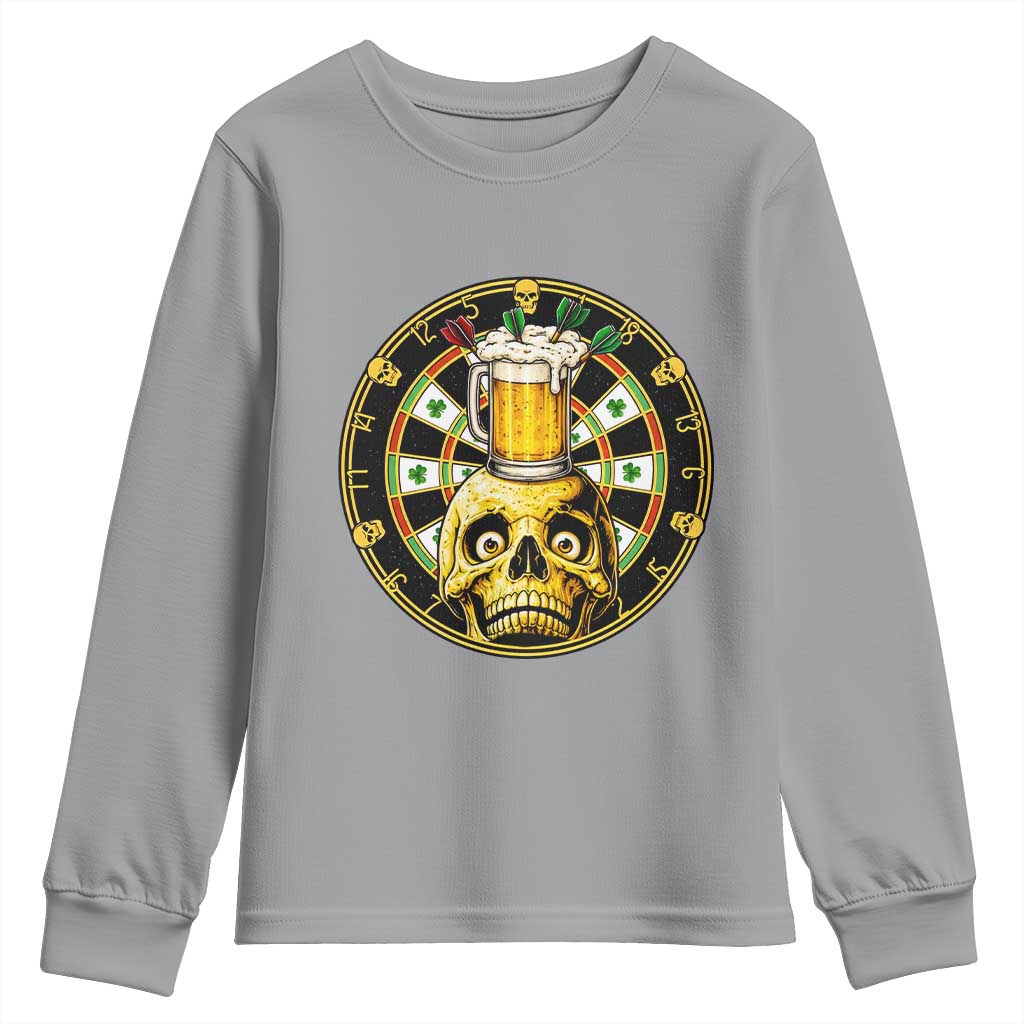 Funny St Patricks Day Skull Youth Sweatshirt Darts Player Gift
