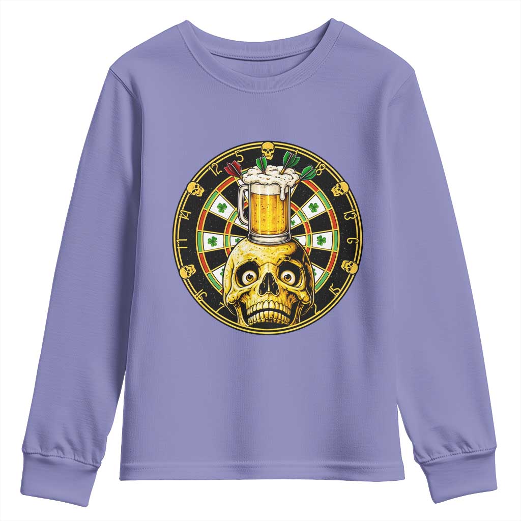 Funny St Patricks Day Skull Youth Sweatshirt Darts Player Gift