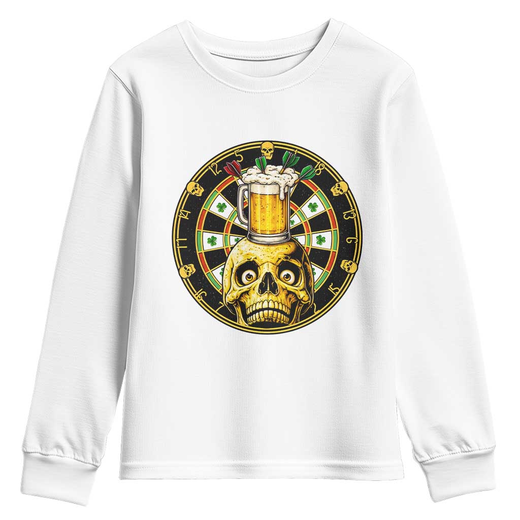 Funny St Patricks Day Skull Youth Sweatshirt Darts Player Gift