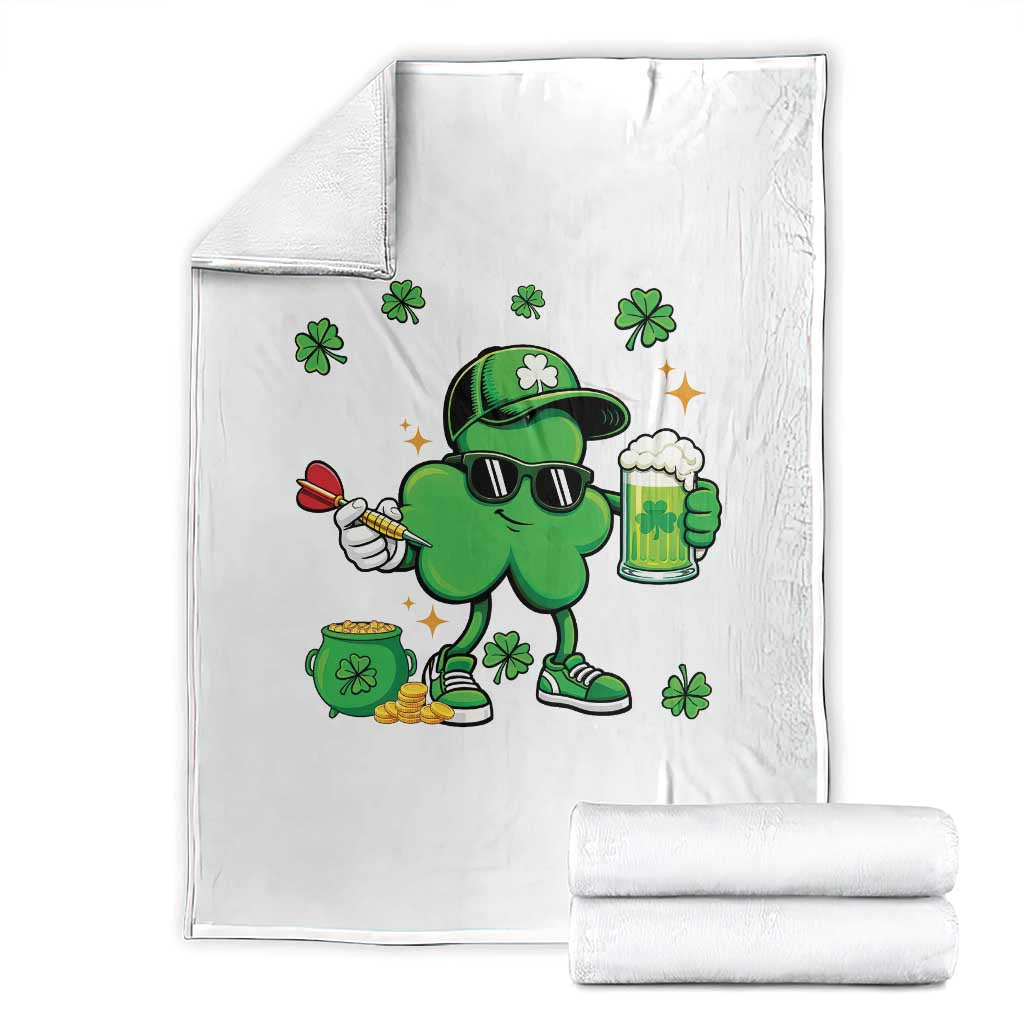 St Patricks Day Shamrock Darts And Beer Lover Gift Throw Blanket