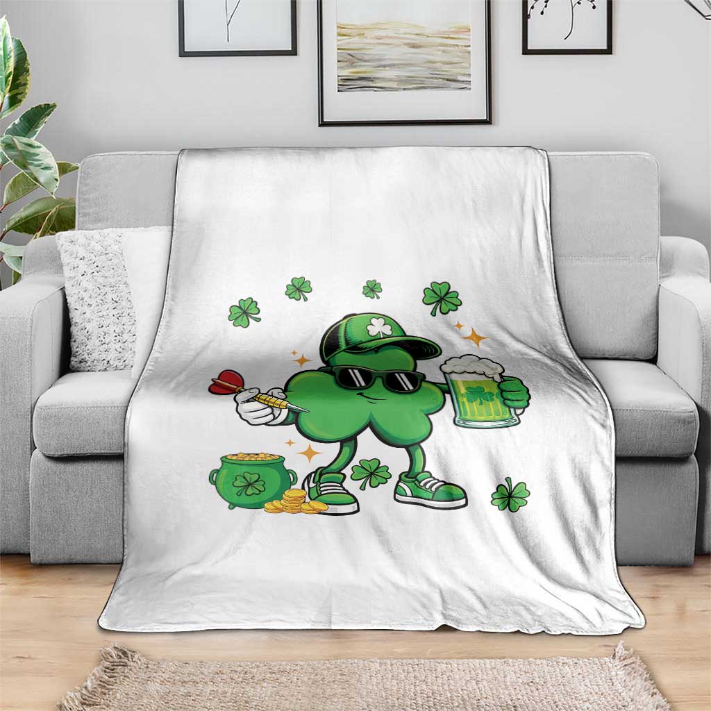 St Patricks Day Shamrock Darts And Beer Lover Gift Throw Blanket