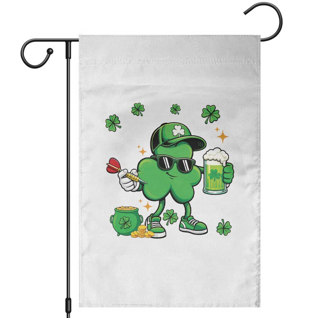 St Patricks Day Shamrock Darts And Beer Lover Gift Garden Flag