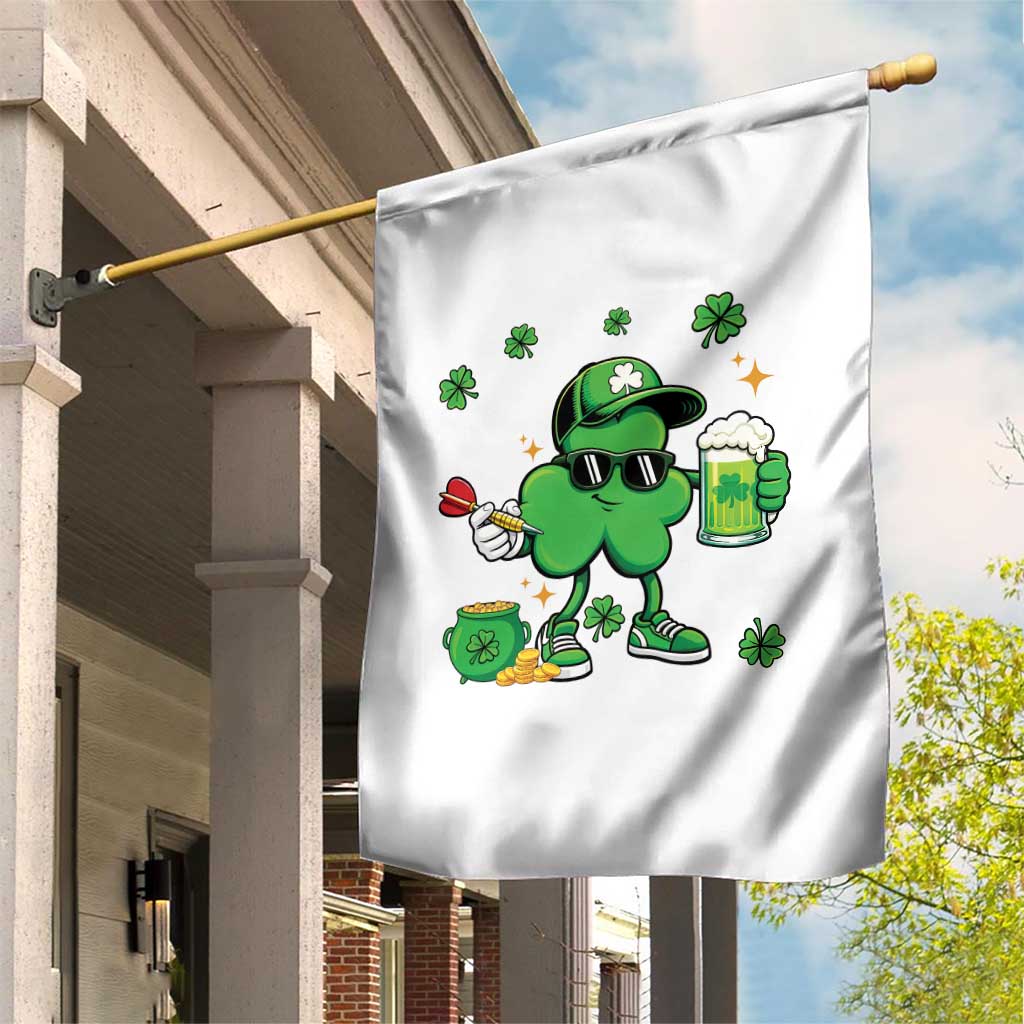 St Patricks Day Shamrock Darts And Beer Lover Gift Garden Flag