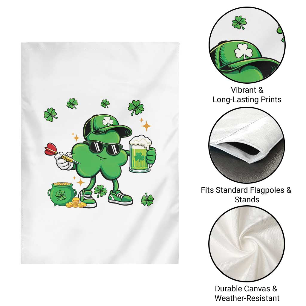 St Patricks Day Shamrock Darts And Beer Lover Gift Garden Flag