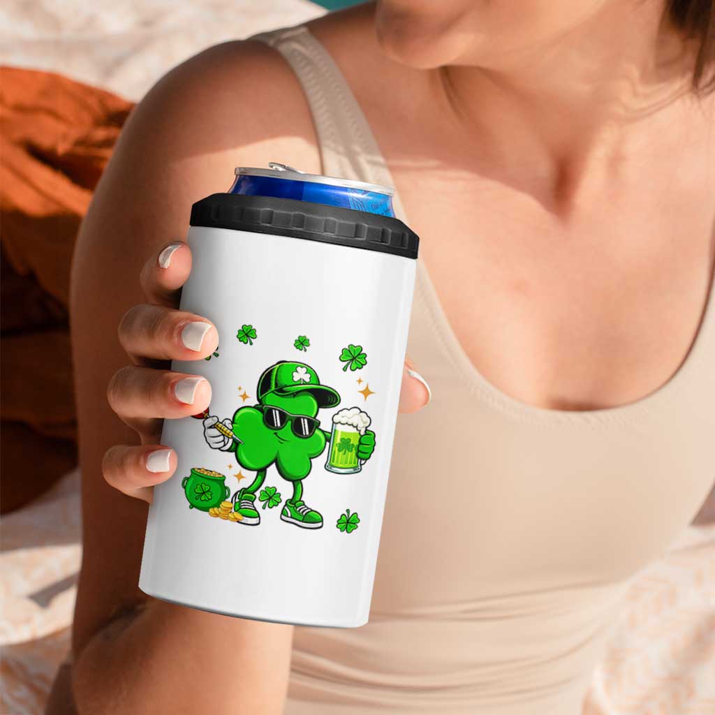 St Patricks Day Shamrock Darts And Beer Lover Gift 4 in 1 Can Cooler Tumbler