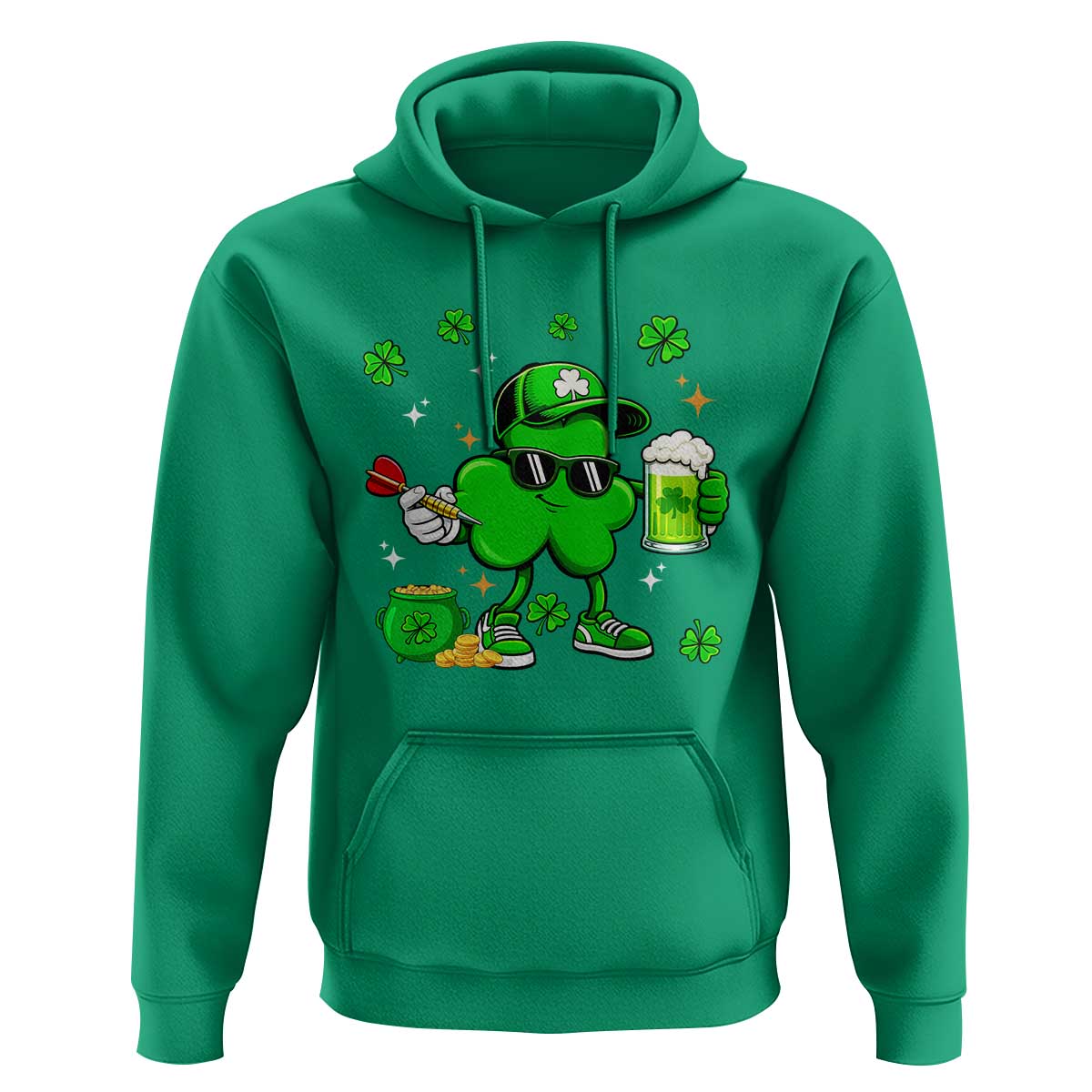 St Patricks Day Shamrock Darts And Beer Lover Gift Hoodie