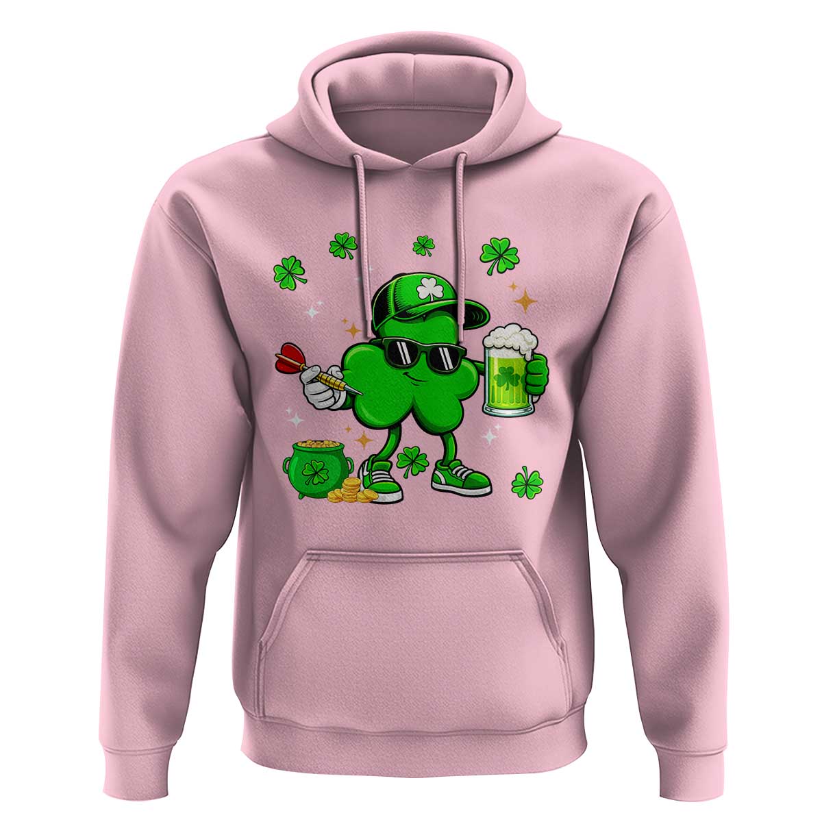 St Patricks Day Shamrock Darts And Beer Lover Gift Hoodie