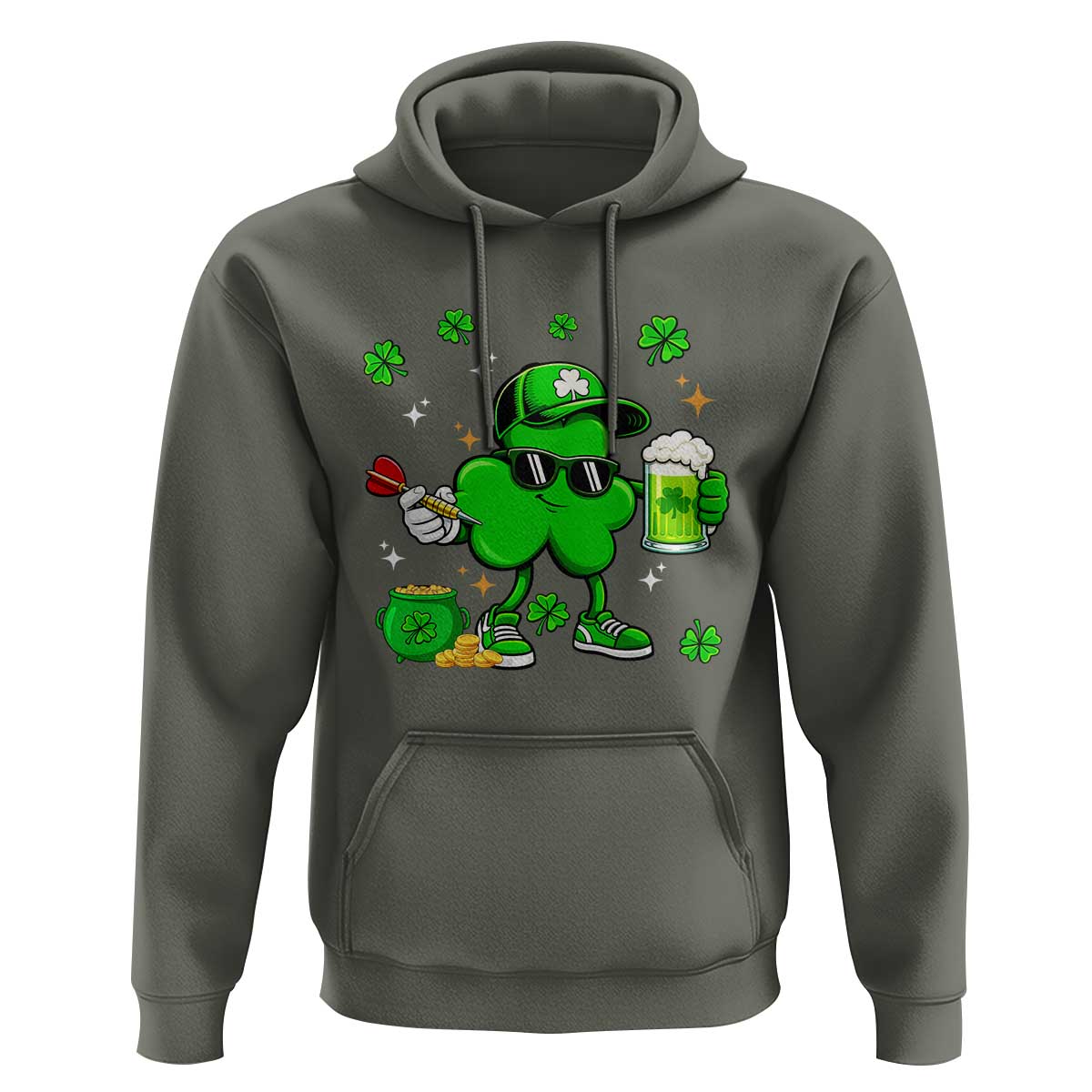 St Patricks Day Shamrock Darts And Beer Lover Gift Hoodie