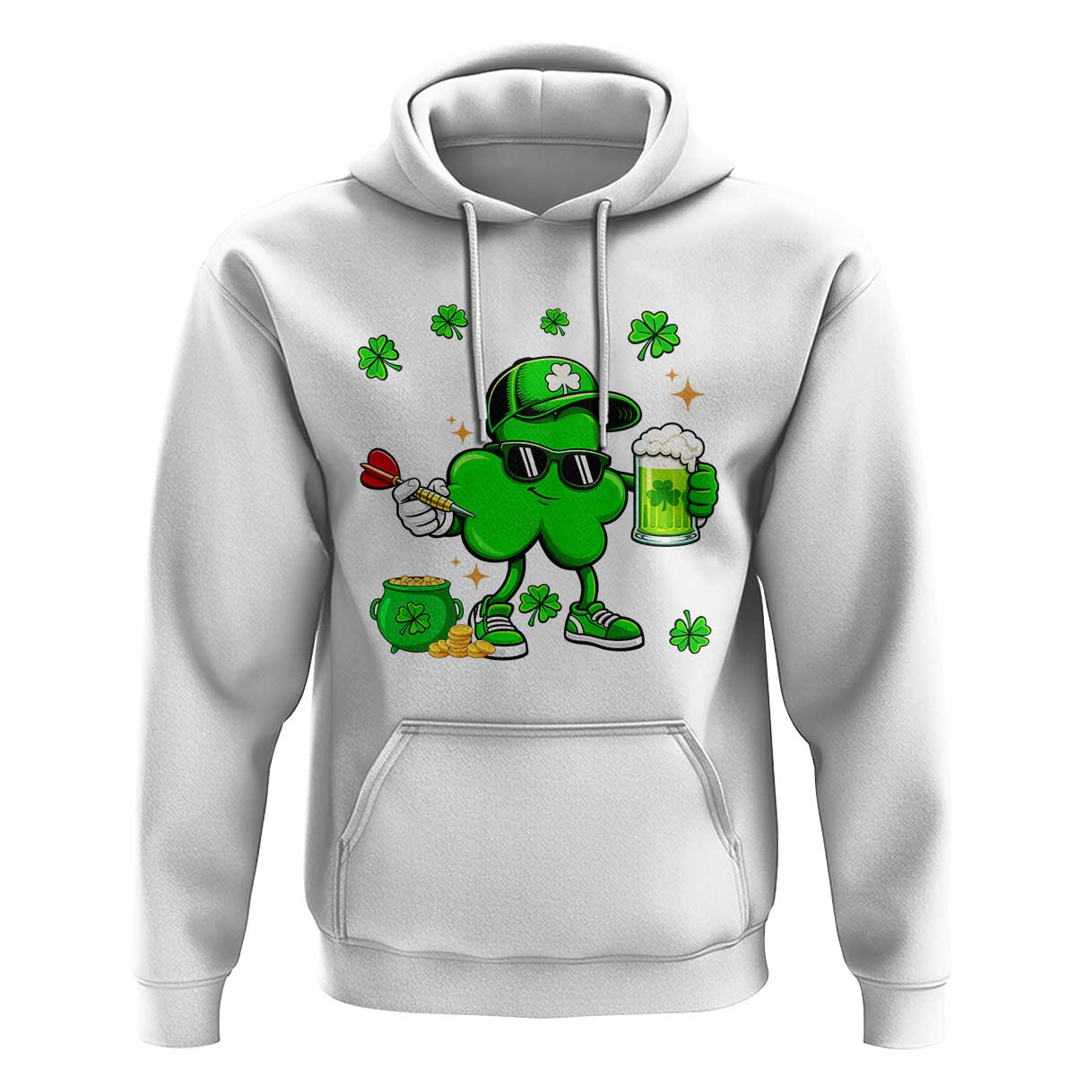 St Patricks Day Shamrock Darts And Beer Lover Gift Hoodie