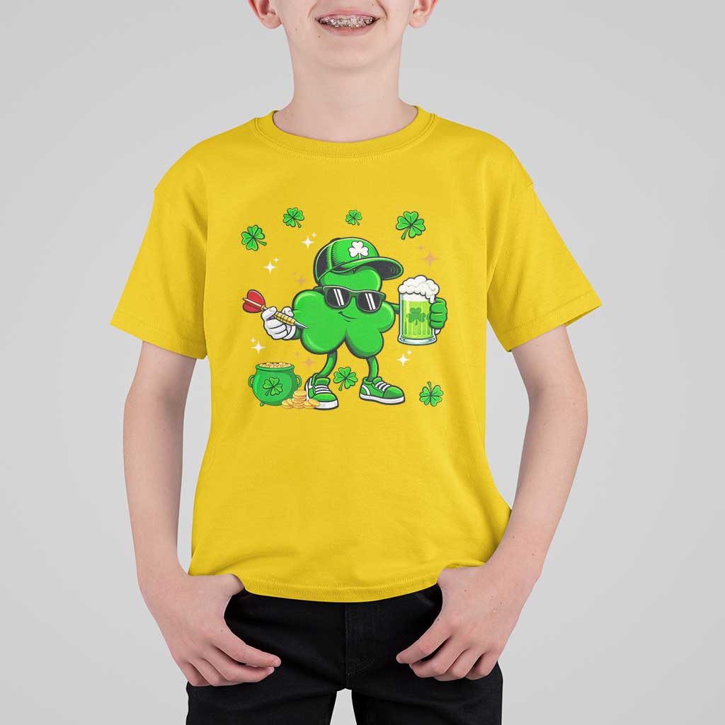 St Patricks Day Shamrock Darts And Beer Lover Gift T Shirt For Kid