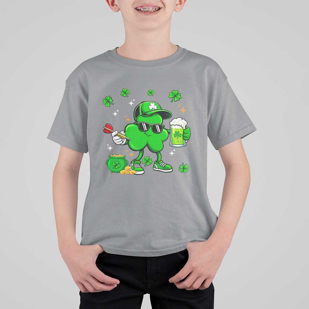 St Patricks Day Shamrock Darts And Beer Lover Gift T Shirt For Kid