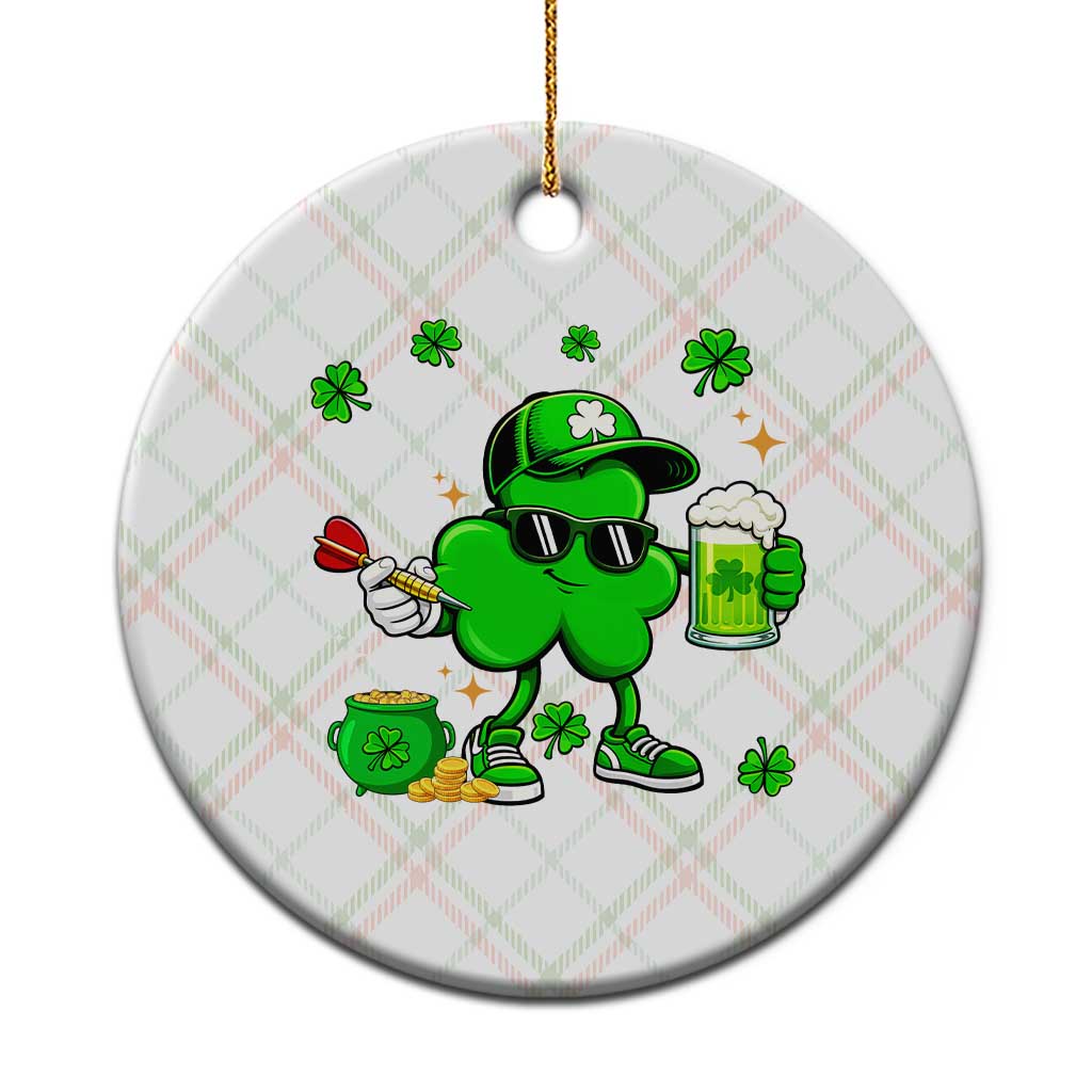 St Patricks Day Shamrock Darts And Beer Lover Gift Ceramic Ornament