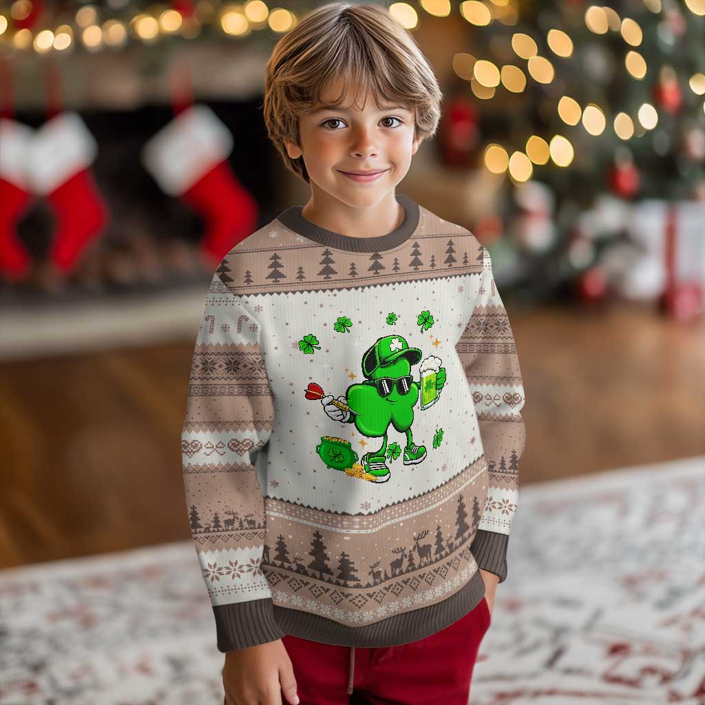 St Patricks Day Shamrock Darts And Beer Lover Gift Ugly Christmas Sweater