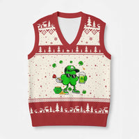 St Patricks Day Shamrock Darts And Beer Lover Gift V-Neck Knit Sweater Vest