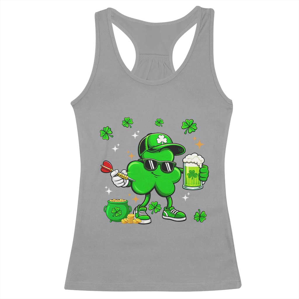 St Patricks Day Shamrock Darts And Beer Lover Gift Racerback Tank Top