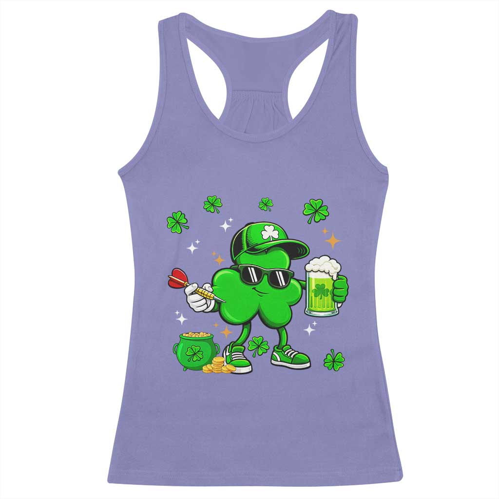 St Patricks Day Shamrock Darts And Beer Lover Gift Racerback Tank Top