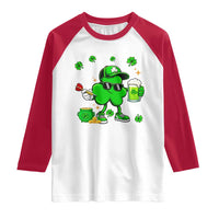 St Patricks Day Shamrock Darts And Beer Lover Gift Raglan Shirt
