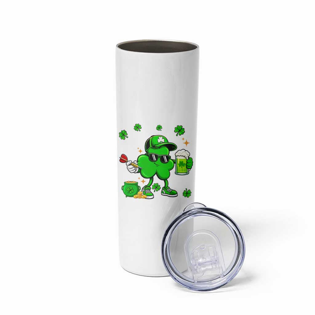 St Patricks Day Shamrock Darts And Beer Lover Gift Skinny Tumbler