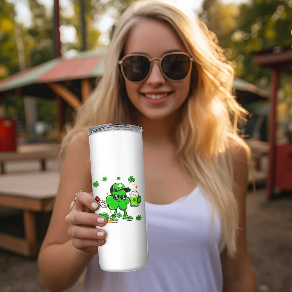 St Patricks Day Shamrock Darts And Beer Lover Gift Skinny Tumbler