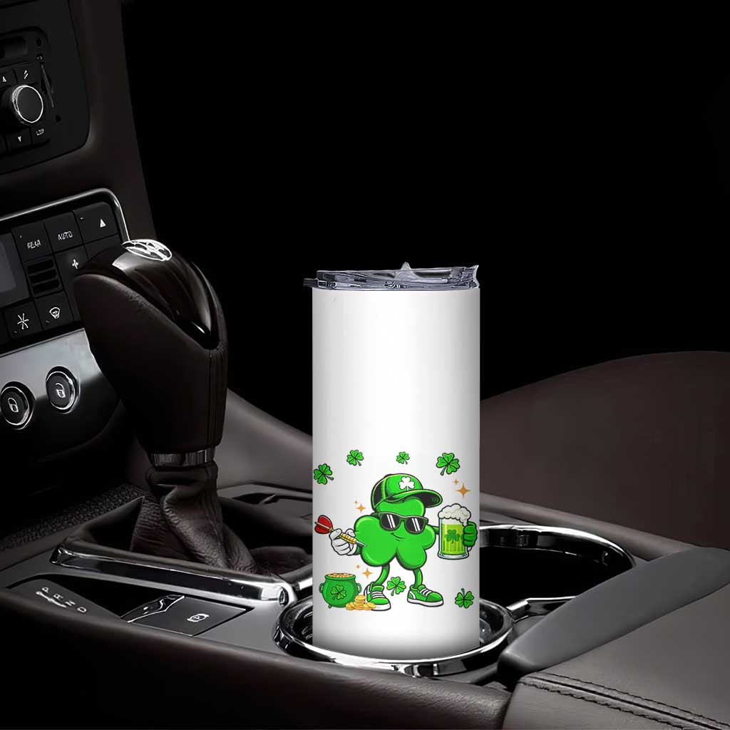 St Patricks Day Shamrock Darts And Beer Lover Gift Skinny Tumbler