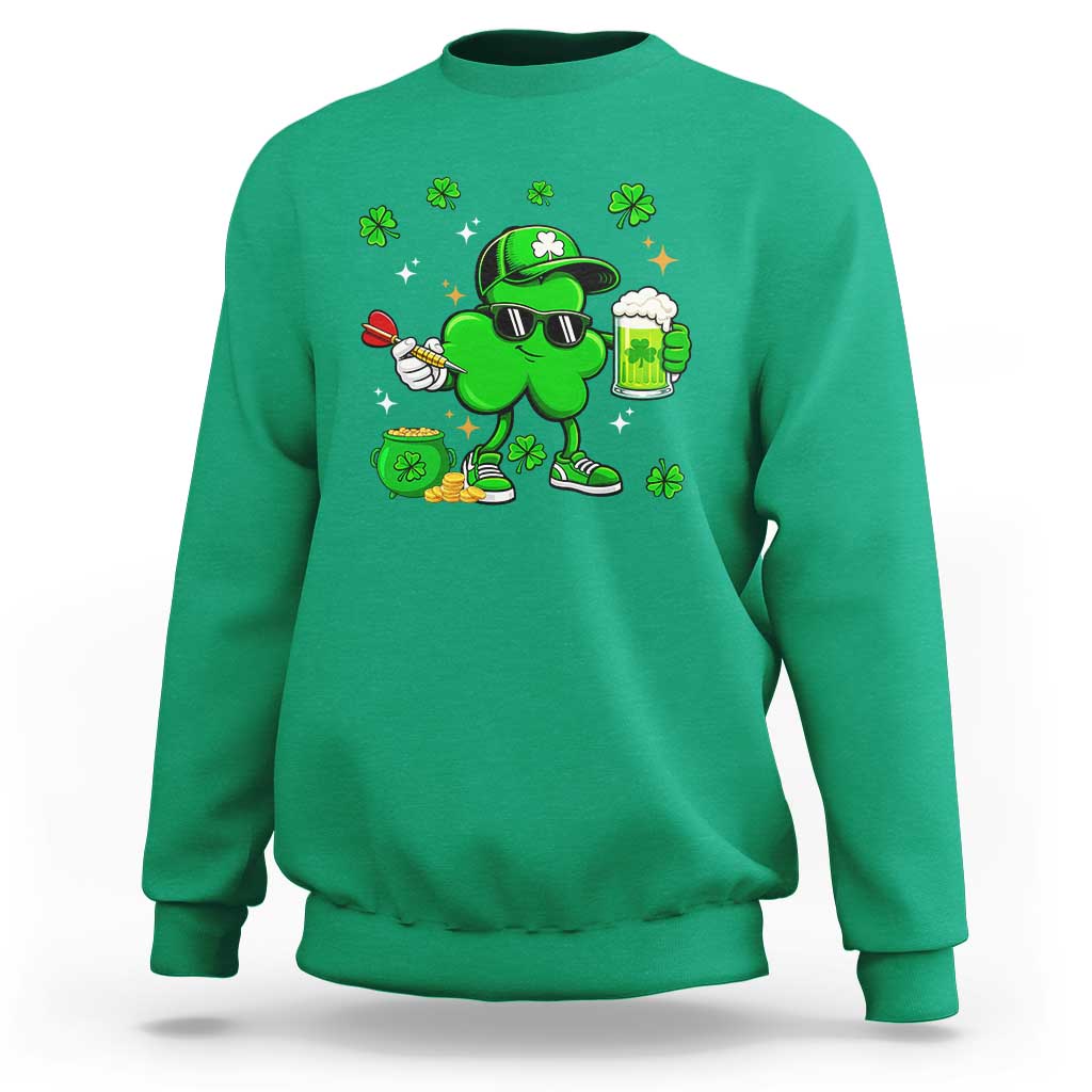 St Patricks Day Shamrock Darts And Beer Lover Gift Sweatshirt
