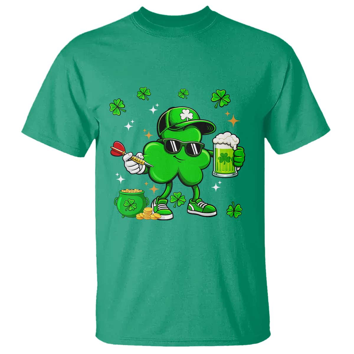 St Patricks Day Shamrock Darts And Beer Lover Gift T Shirt