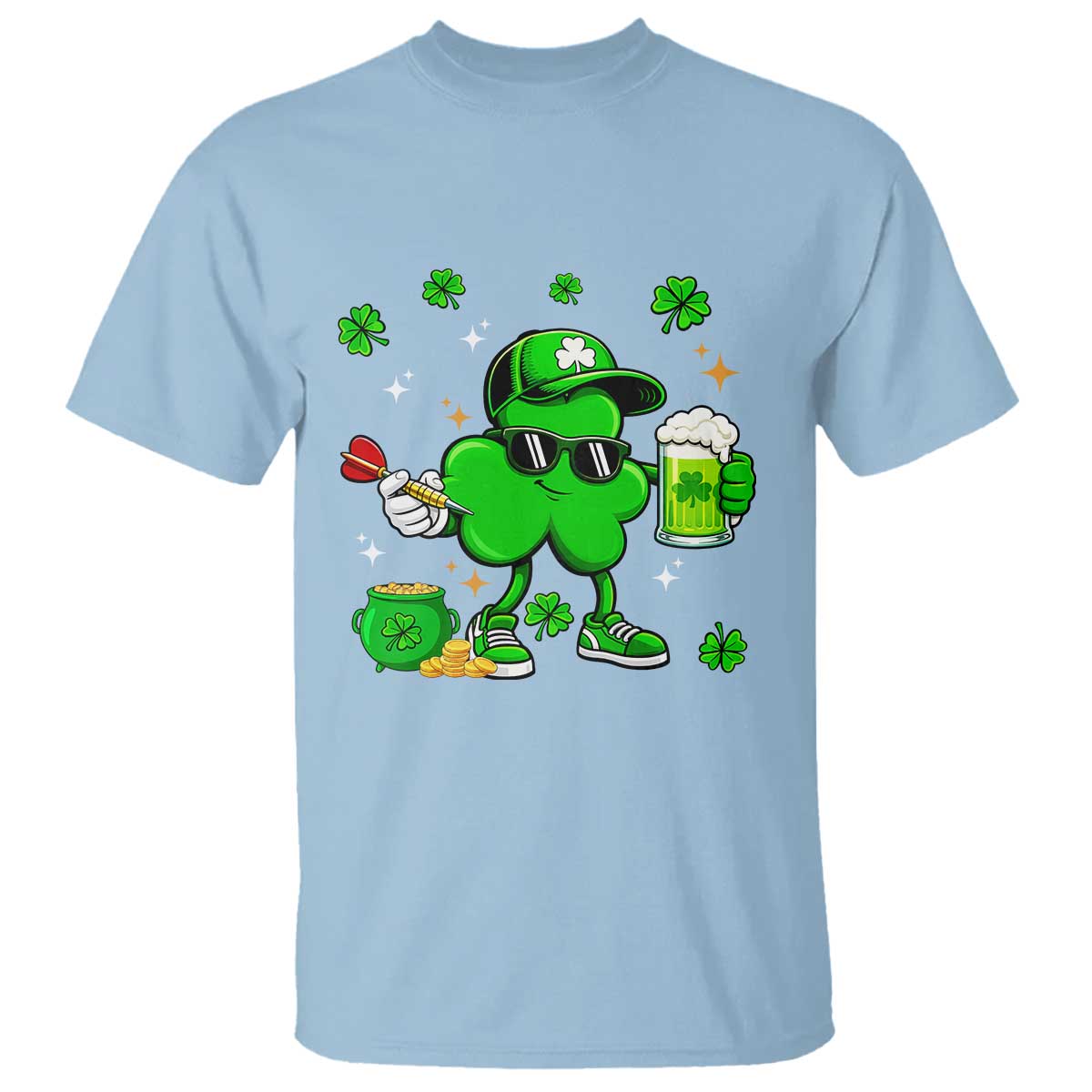 St Patricks Day Shamrock Darts And Beer Lover Gift T Shirt