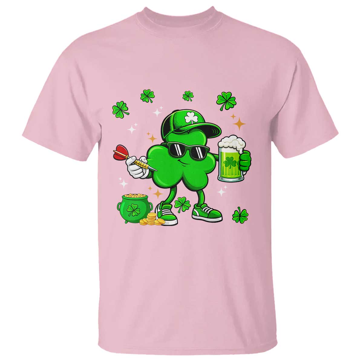 St Patricks Day Shamrock Darts And Beer Lover Gift T Shirt