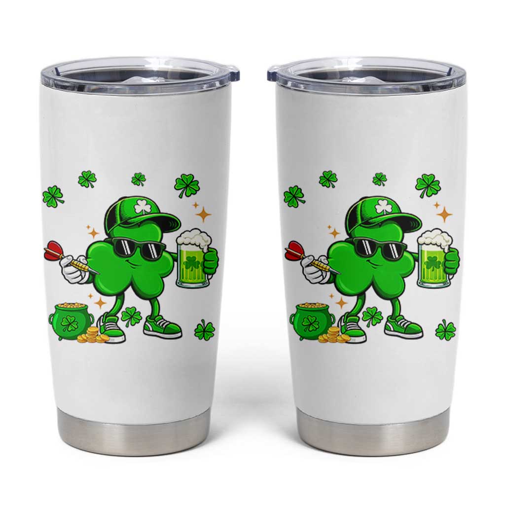 St Patricks Day Shamrock Darts And Beer Lover Gift Tumbler Cup