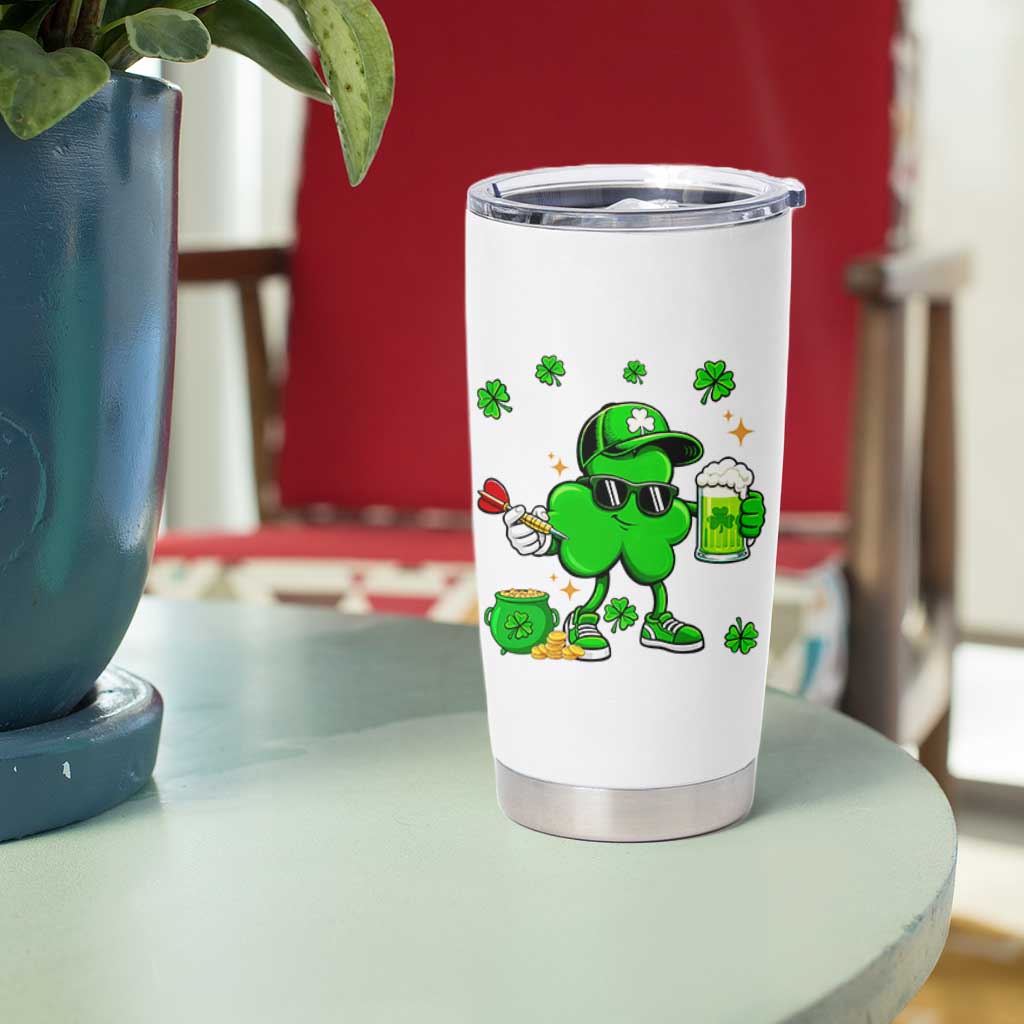 St Patricks Day Shamrock Darts And Beer Lover Gift Tumbler Cup