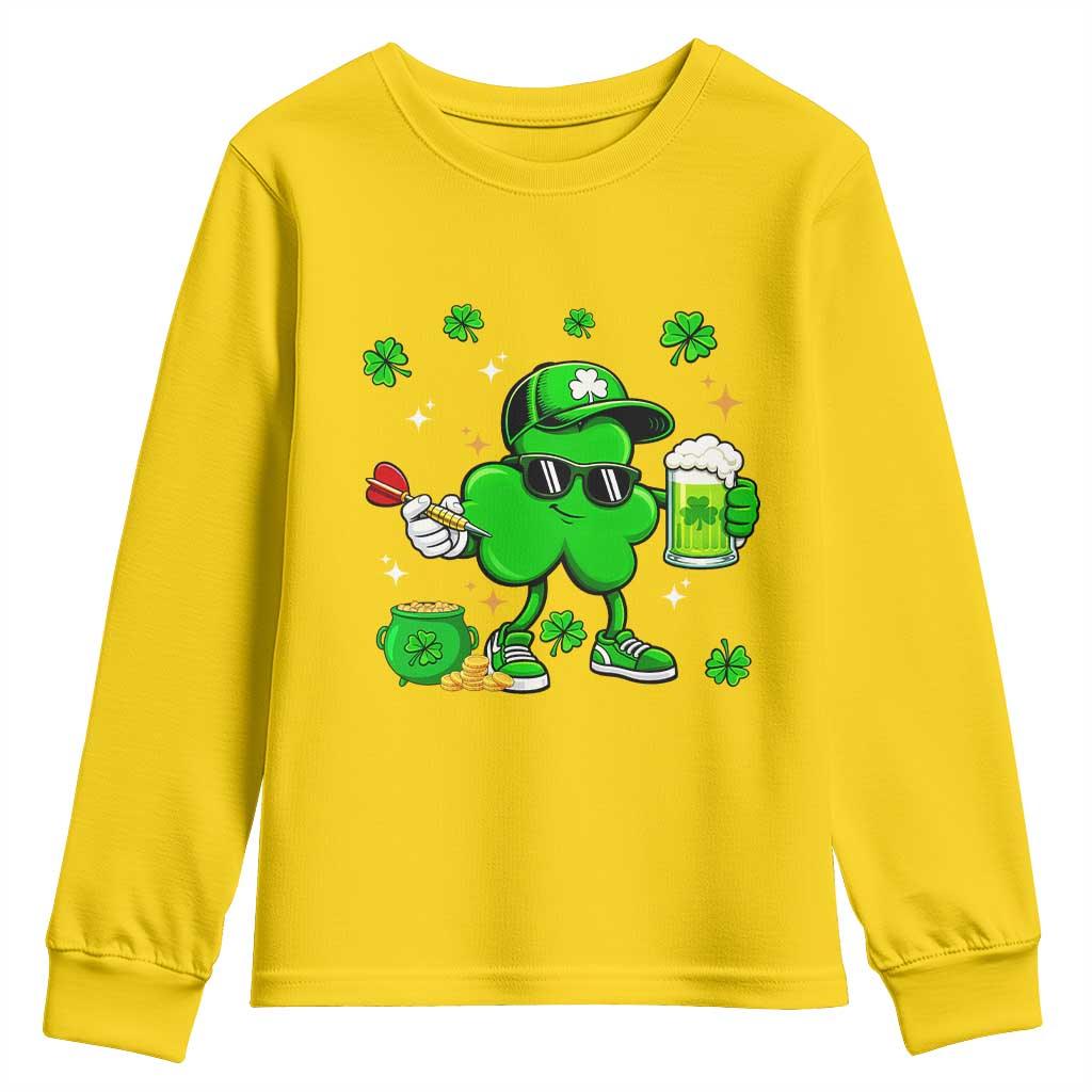 St Patricks Day Shamrock Darts And Beer Lover Gift Youth Sweatshirt