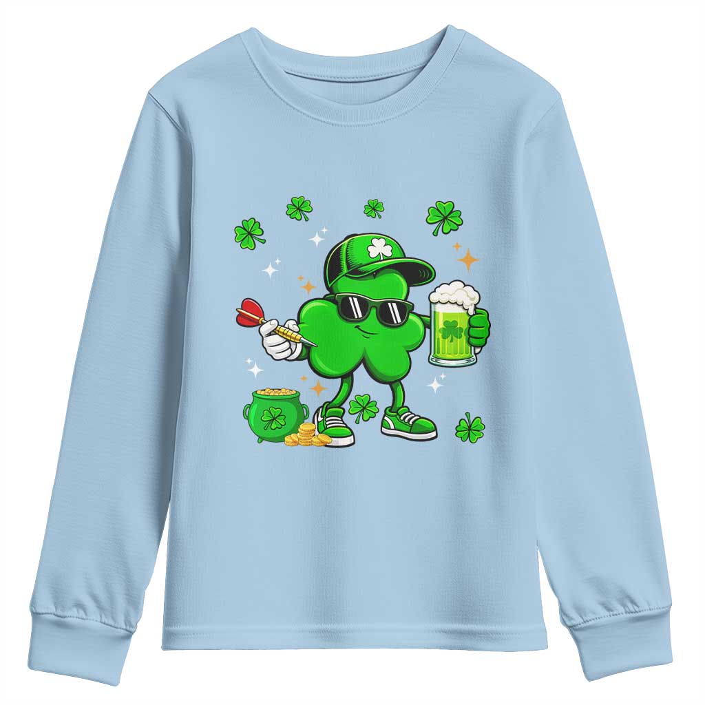 St Patricks Day Shamrock Darts And Beer Lover Gift Youth Sweatshirt