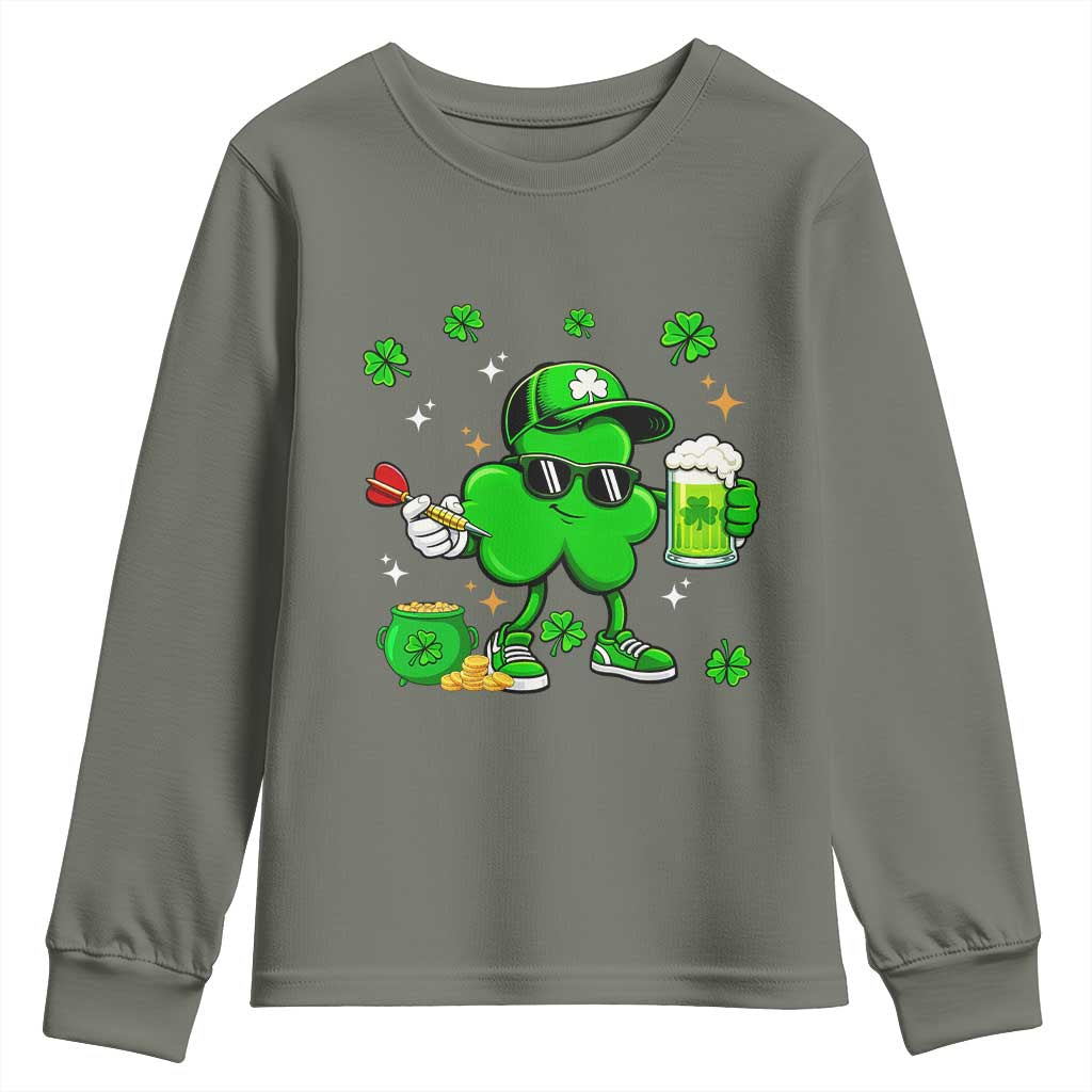 St Patricks Day Shamrock Darts And Beer Lover Gift Youth Sweatshirt