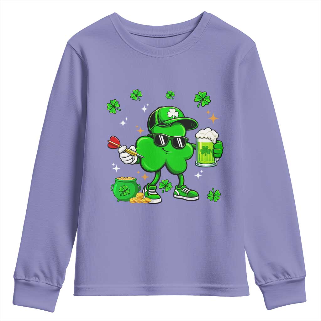 St Patricks Day Shamrock Darts And Beer Lover Gift Youth Sweatshirt