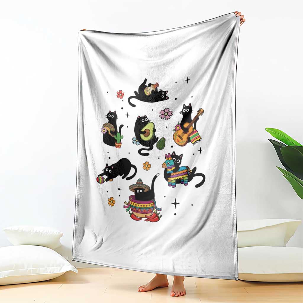 Funny Black Cat Lover Cinco De Mayo Throw Blanket Mexican Fiesta Gift