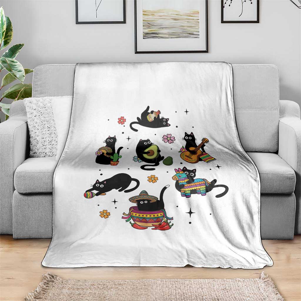 Funny Black Cat Lover Cinco De Mayo Throw Blanket Mexican Fiesta Gift